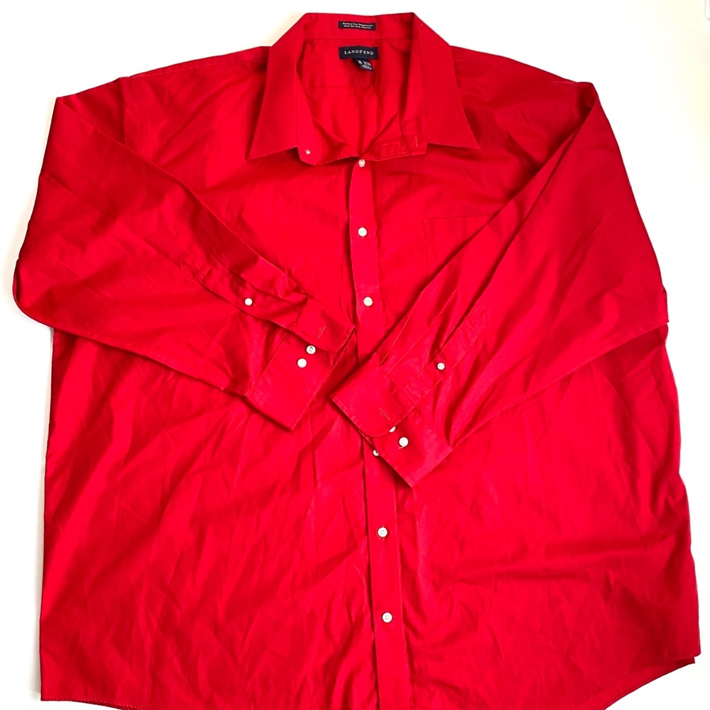 Lands End Red Button Down Shirt 20X35